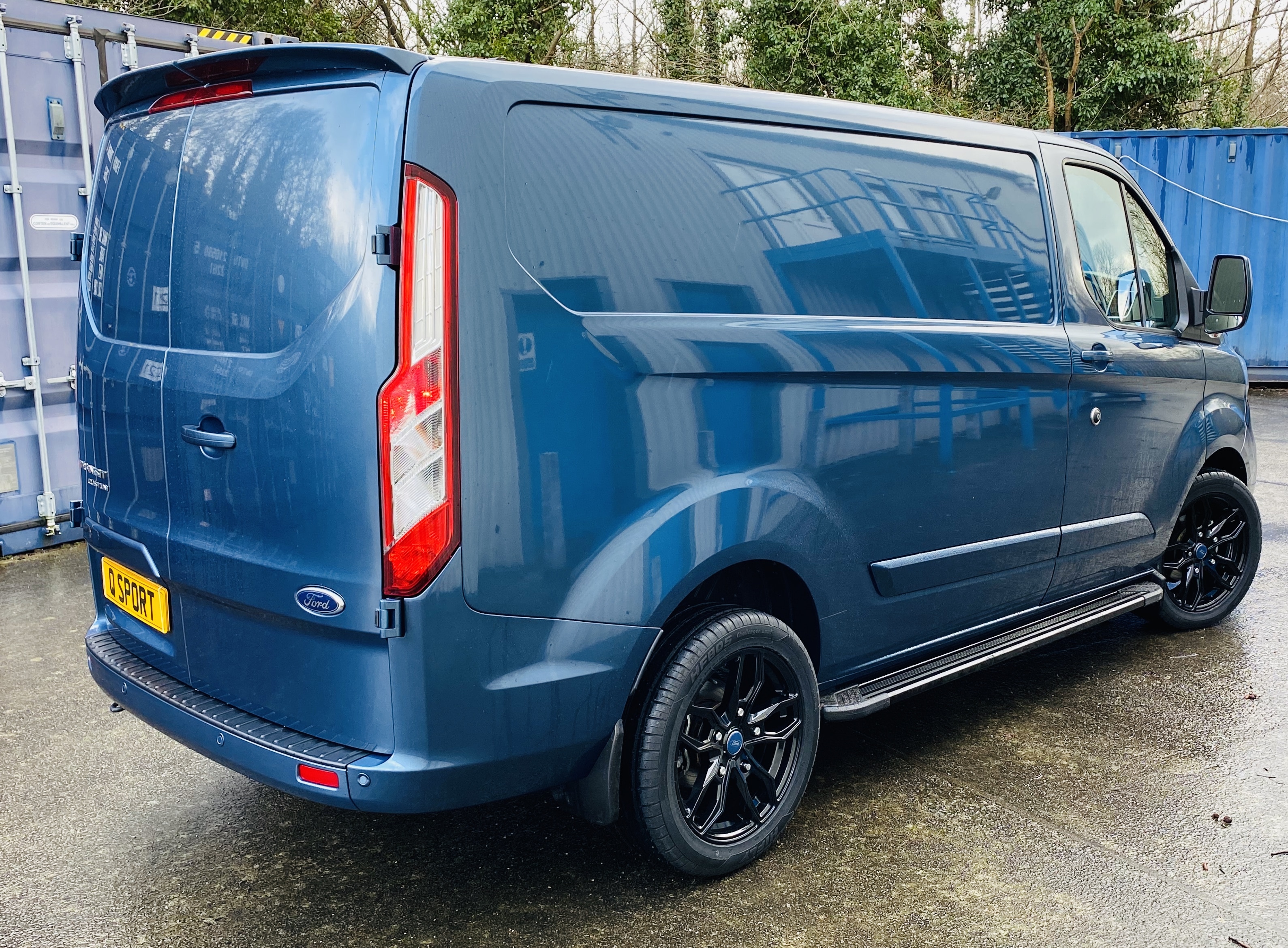 Chrome Blue Ford Transit Custom Q Sport - Rear Right View - Quadrant Vehicles