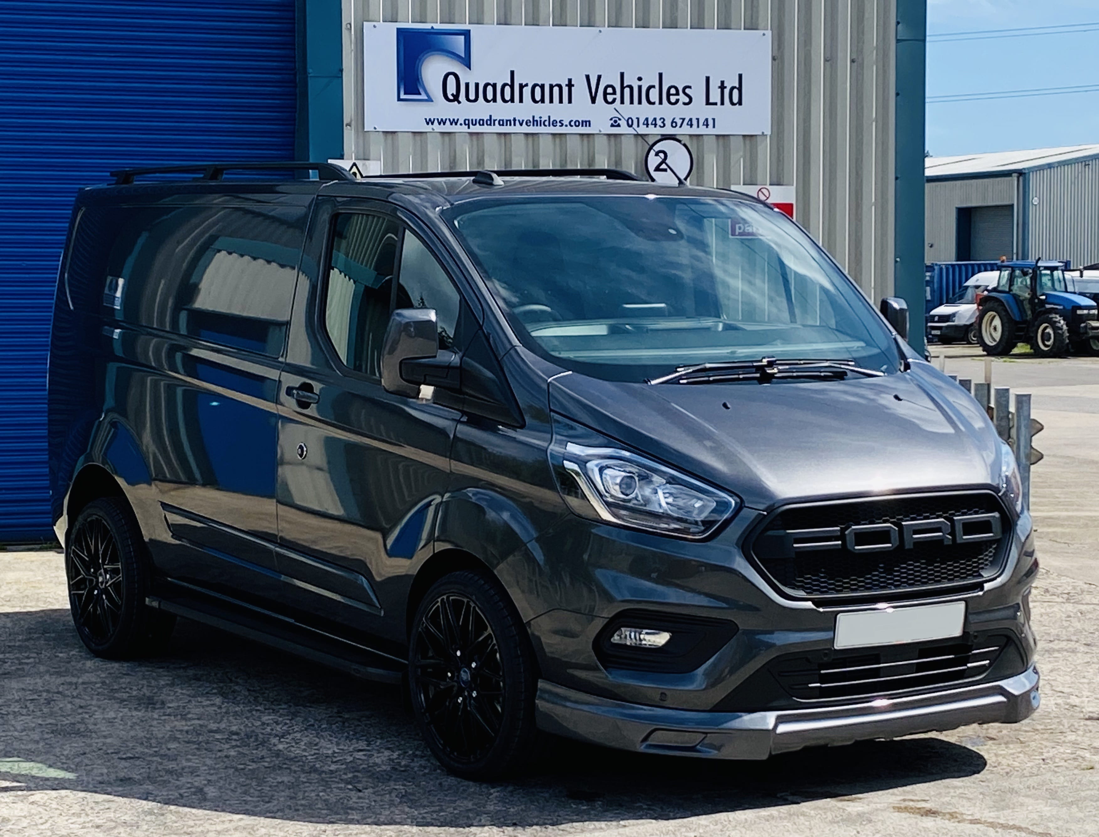 Magnetic Grey Ford Custom Q Sport Lwb Double Cab 185ps Automatic with Ford grille by Quadrant Vehicles