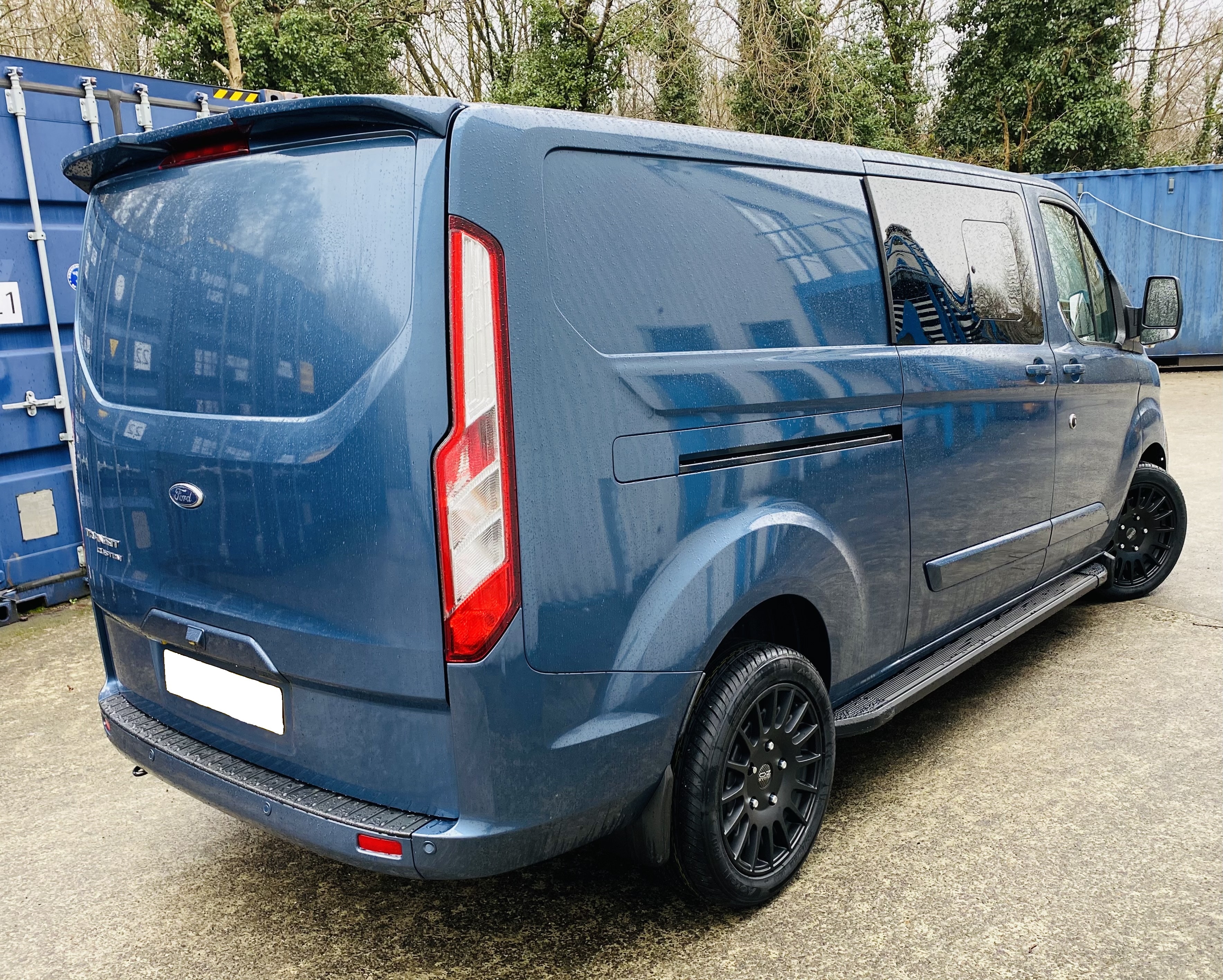 Blue Ford Custom Q Sport DCIV Crew Cab 185ps Auto - Back-Side-Right - by Quadrant Vehicles