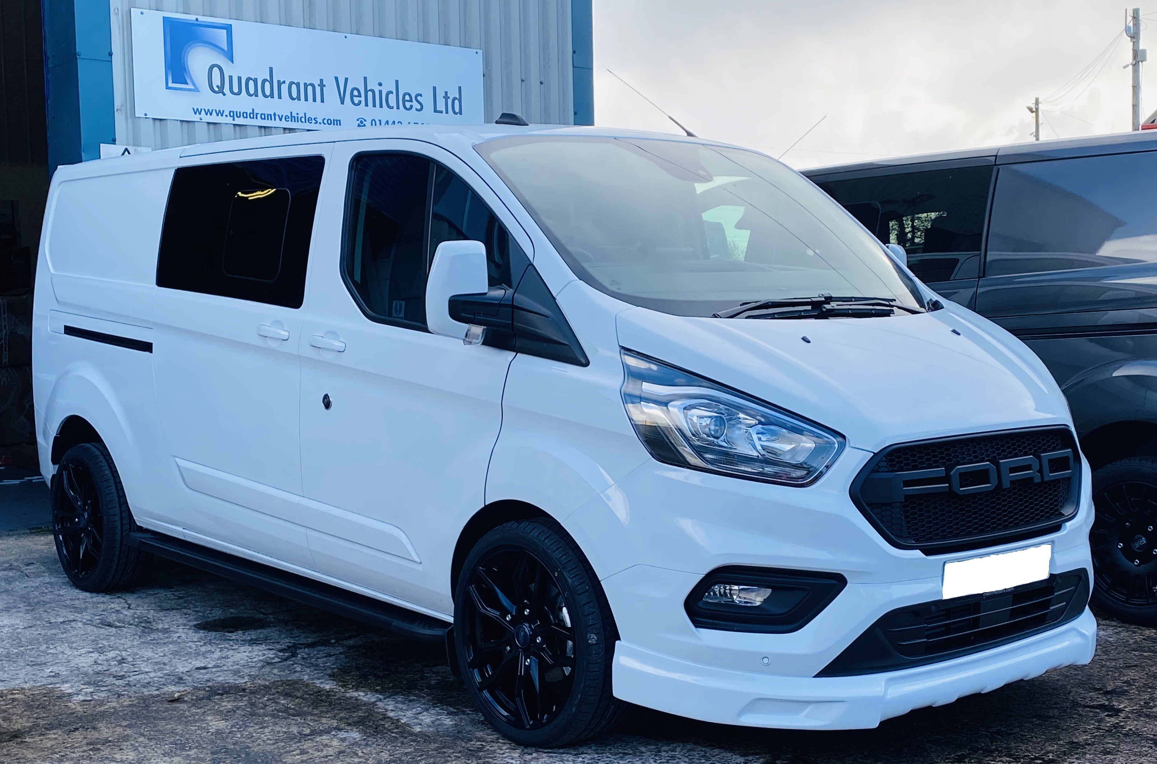White Ford Custom Q Sport DCIV Crew Cab 130ps - Front-Side-Front - By Quadrant Vehicles