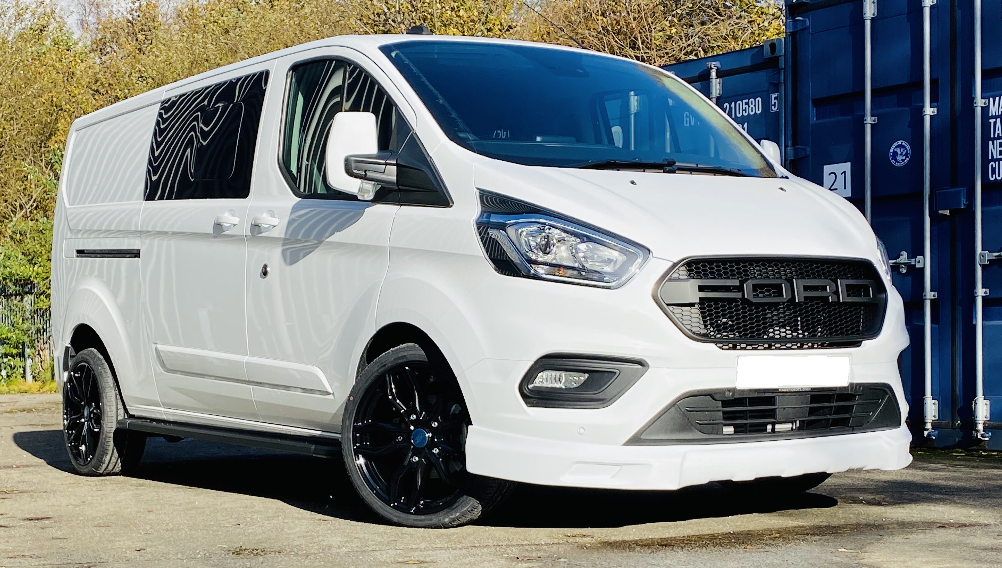 White Ford Custom Q Sport DCIV Crew Cab 130ps - Side-Front - By Quadrant Vehicles