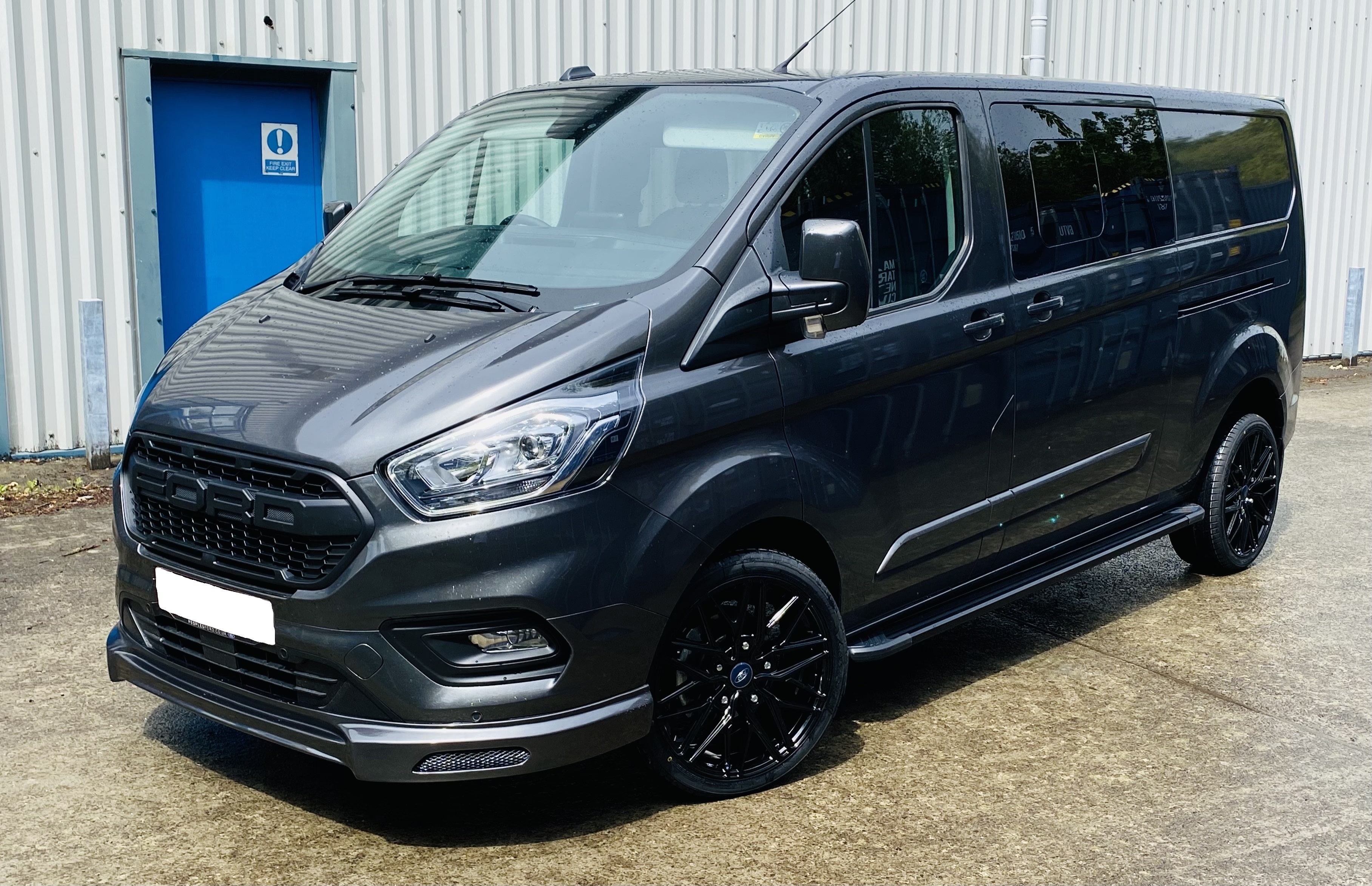 Dark Grey Ford Transit Custom Double Cab Q Sport 185ps Auto - left-side-front by Quadrant Vehicles