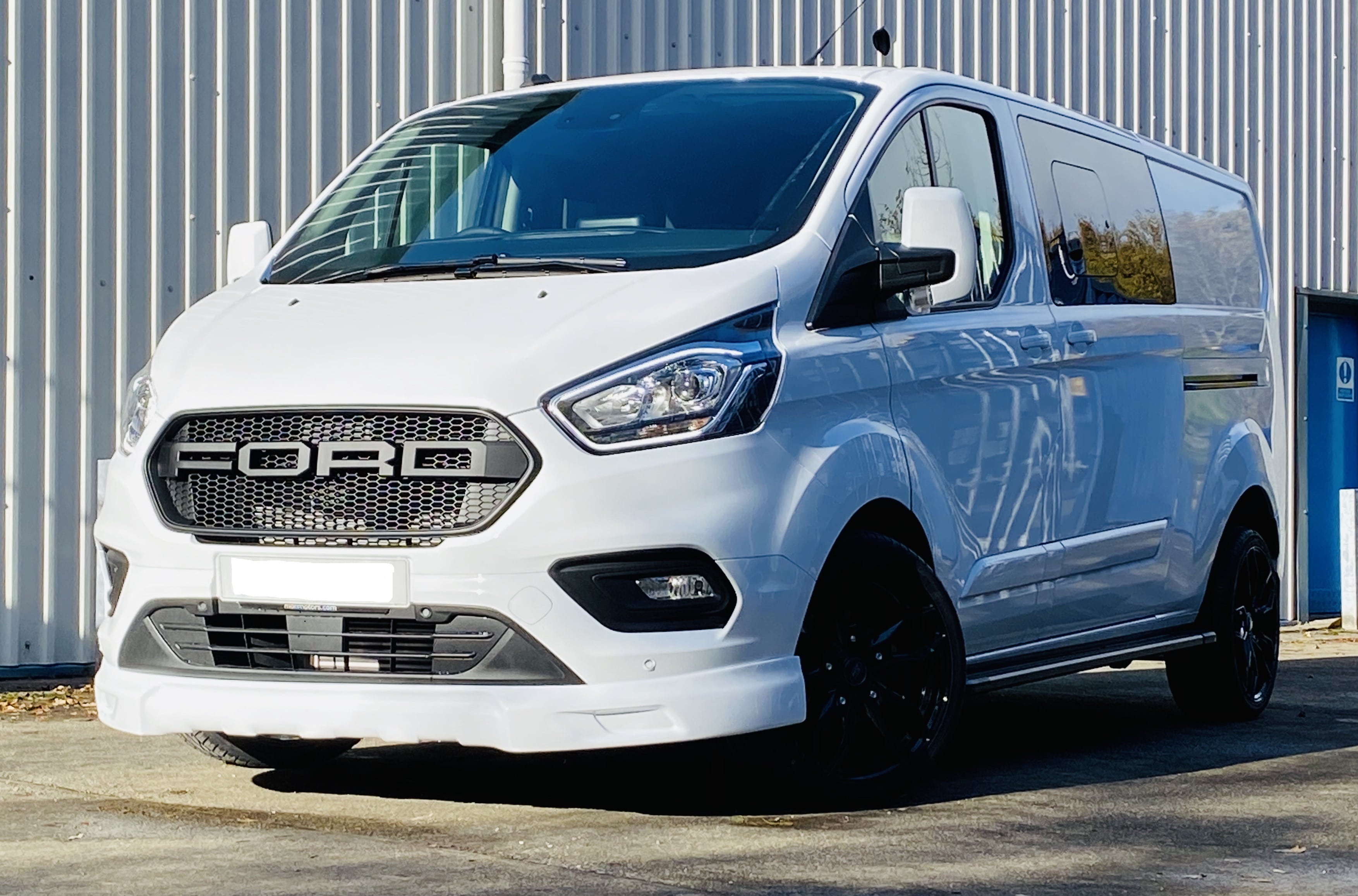 White Ford Custom Q Sport DCIV Crew Cab 130ps - Left-Side-Front - By Quadrant Vehicles